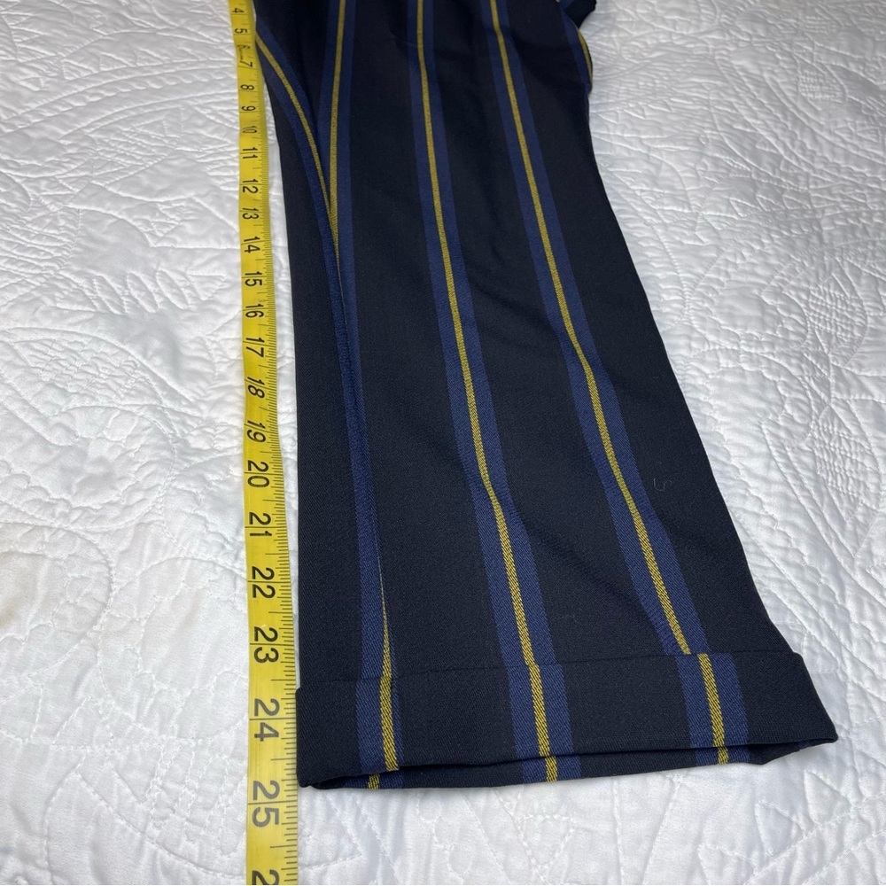 Ann Taylor Loft Petite Striped Cuffed Belted Trousers New With Tag 8P Black Navy - Picture 13 of 14